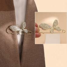 5pcs Fashionable Minimalist Iron Geometric Pattern Faux Pearl & Rhinestone Brooch Pins, Adjustable Cardigan/Scarf/Suit/Sweater Decor Accessories For Women - Multicolor - View 3