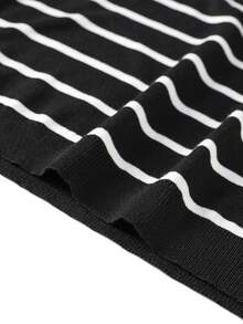 Tween Boys Casual Striped Crew Neck Short Sleeve Knit T-Shirt, Summer Top - Black - View 6