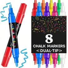 أقلام طباشير سائلة جديدة من Flysea ب- 12/8 ألوان، رأس مدبب وطرف رصاصي، مناسبة للسبورات - أقلام محو جافة نابضة بالحياة، قابلة للمسح، مناسبة للسبورات البيضاء والسبورات والنوافذ والزجاج والسيارات وما إلى ذلك - متعدد الألوان - مشاهدة 11