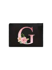 Túi đựng mỹ phẩm khóa kéo màu đen - Họa tiết hoa hồng ombre và chữ cái A-Z, túi đựng tiền xu, túi trang điểm, túi mỹ phẩm ngoài trời, túi y tế, túi đựng đồ điện tử, túi vệ sinh, túi vải bố đa chức năng, túi đựng đồ dùng du lịch nhẹ, hoàn hảo cho việc làm đẹp ngoài trời! Túi trang điểm này thích hợp làm quà tặng cho phụ nữ, các bà mẹ, giáo viên, bạn bè, và là món quà lý tưởng cho Ngày Valentine, Giáng sinh, Năm mới và các ngày lễ khác. Túi đựng mỹ phẩm, túi đựng đồ vệ sinh cá nhân, túi đựng đồ dùng cần thiết khi đi du lịch, đồ dùng cần thiết cho kỳ nghỉ dành cho nam và nữ, hộp đựng đồ dùng du lịch, quà tặng cần thiết cho phụ nữ - Nhiều màu - Xem 23