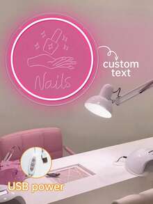 Customized Neon Sign For Nail Salon, Personalized Nail Art Neon Sign Designed Specifically For Nail Salons, USB-Powered LED Nail Art Wall Decor Sign. - The Perfect Choice For Personalized Gifts And Beauty Studio Decor! - Nails Neon - View 3