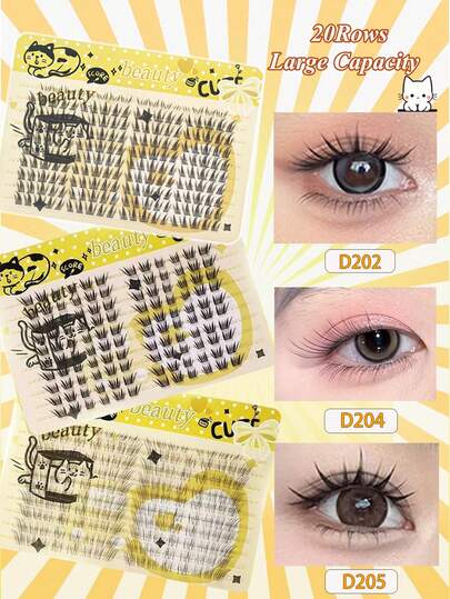 Lvcheryl 20排120/160/200簇假睫毛，3D混合浓密卷翘睫毛，带下睫毛，自然单长DIY假睫毛，睫毛簇，单根假睫毛，假睫毛，假睫毛