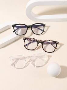 2 Pairs Women's Acrylic Bohemian Contrast Color Casual Square Frame Lightweight Glasses, Suitable For Daily Reading And Commuting - Multicolor - View 16