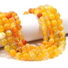 1颗天然黄色条纹玛瑙石珠，尺寸4/6/8/10/12毫米，高品质珠宝制作DIY工艺品材料，适用于手链、项链、吊坠、装饰品等。 - 黃色條紋瑪瑙石 - 查看 4
