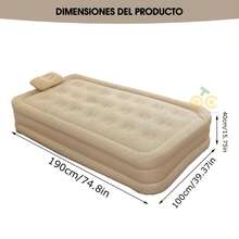 Colchon Inflable Con Bomba Y Almohadas, Inflable Individual Camping Cama De Aire Portatil, ColchóN Inflable Individual Bomba De Aire EléCtrica, Camping Reistente Plegable Comodo Para Descanso - Albaricoque - Ver 3