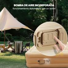 Colchon Inflable Con Bomba Y Almohadas, Inflable Individual Camping Cama De Aire Portatil, ColchóN Inflable Individual Bomba De Aire EléCtrica, Camping Reistente Plegable Comodo Para Descanso - Albaricoque - Ver 9