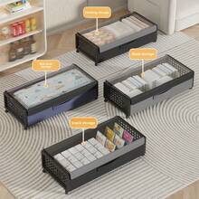 1pc Multi-Function Bed Underbed Storage Rack With Wheels - Large Capacity, Dust-Proof, Suitable For Bedroom, Living Room, Dorm, Can Store Books, Toys, Blankets, Bedding Etc. - Durable Metal Structure - Multicolor - View 3