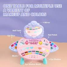 NA 2 Pcs Play Maquillaje para Niñas - Real Little Girls Juego de Maquillaje Tocador de Juguete Juguetes de Maquillaje Lavables de Princesa con Espejo para niños Juego de simulacion MaquillajeConveniente y duradero, favorito para niños - Multicolor - Ver 8