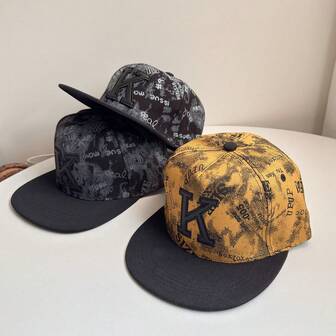 3 st/1 st. justerbar basebollkeps med broderad bokstav K, modern hiphop-stil, bekväm, lämplig för utomhusbruk, unisex