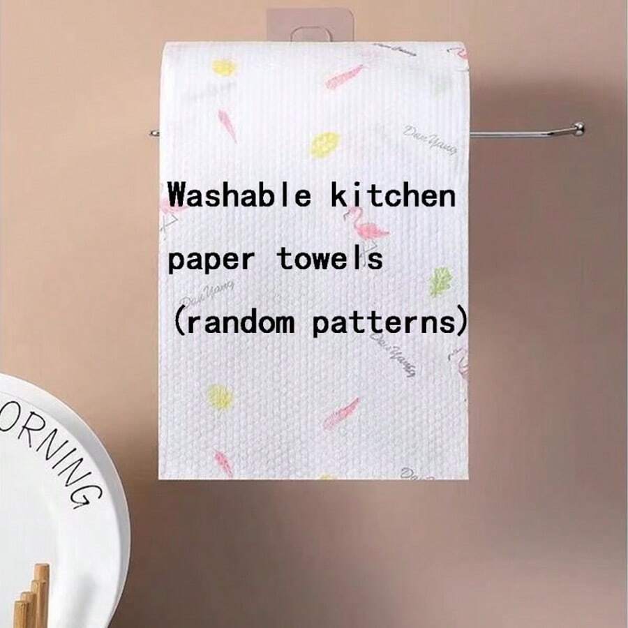 Disposable Washable Kitchen Paper Towels, Kitchen Cleaning Kitchen Paper Towels, Slouchy Cloth, Absorbent Paper Towels, Dry And Wet Dual-Use, Dishwashing Oil Proof Paper Towels, Kitchen Paper, Kitchen Supplies, Christmas Party Supplies(Random Pattern)