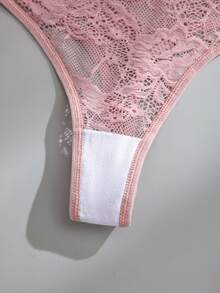 3pcs/Set Women's Romantic Sexy Lace Bow Thong Seamless Stretch Panties - Multicolor - View 11