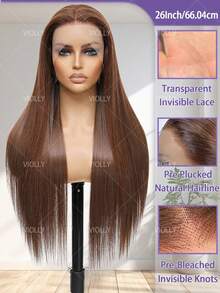 VIOLLY Chocolate Brown Straight Hair Bob Wig For Women 5x5 Pre Cut Lace Closure Wig Glueless Pre-Plucked Natural Human Hair Blended Wig 13x4 Large Area Transparent Lace Frontal Weaves Brazilian Virgin Hair Wigs Can Be Free Styling With Baby Hair - S4 - View 3