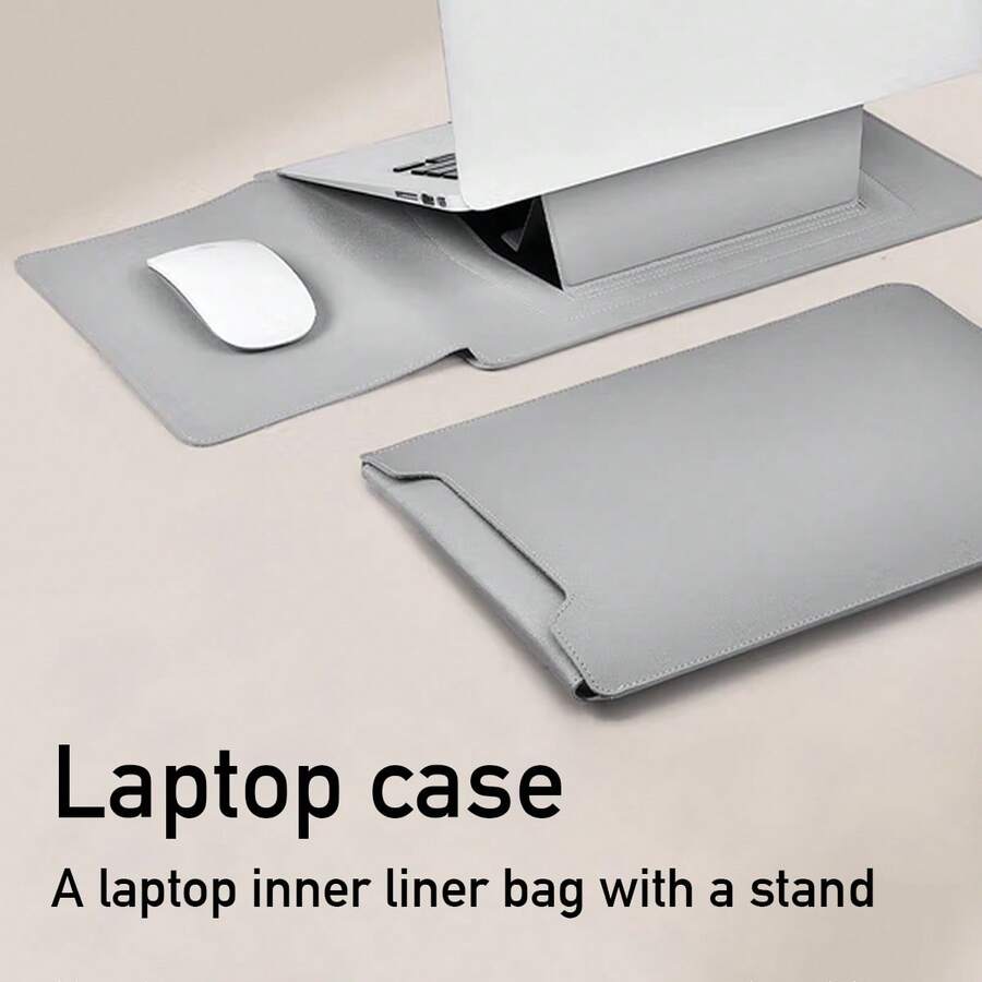 Gray Vertical Stand Laptop Sleeve, Compatible With MacBook 13/ MateBook/Thinkbook, Stand Organizer Protective Case, Portable And Lightweight