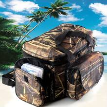 防水多功能渔具包，适合户外运动和钓鱼 - 棕色 - 查看 3