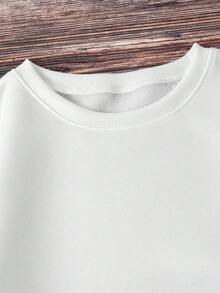 聖誕客製化－可客製化圓領運動衫－可添加您最喜愛的照片，適合女孩，運動風白色 - 白色 - 查看 3