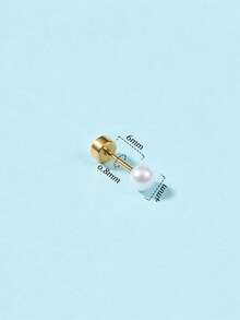 1pc Gold Plated Earring, 20g, Multi-Element Design With Heart, Butterfly, Flower, Star, Cross Shapes, Inlaid Zirconia, Valentine's Day Gift - Gold - View 2