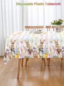 1 khăn trải bàn Phục Sinh, họa tiết thỏ nhiều màu sắc, trứng Phục Sinh và hoa, kích thước 130*220cm, khăn trải bàn hình chữ nhật bằng nhựa dùng một lần, thích hợp cho dã ngoại Phục Sinh, nhà bếp, phòng ăn, tiệc tùng, trang trí mùa xuân. - Nhiều màu - Xem 11