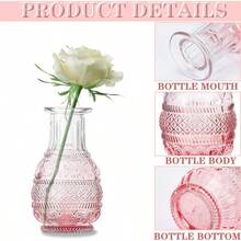 Jarrones De VidrioSet 10 Florero Decorativo Vintage para Hogar Decoración Boho y Rústica para Hogar o Mesa de Boda Fiesta Escritorio Sala de Estar Dormitorio de Oficina Rosa - Rosa - Ver 5
