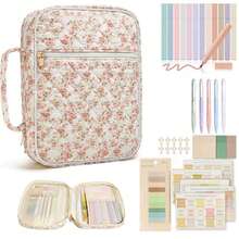 Bible Cover Case For Women Grils, Preppy Bible Bag With Adjustable Shoulder Strap, Waterproof Bible Carrying Tote Bags Holder For Bible Study Supplies Accessories & Christian Gifts - 紅色小花 - 查看 1