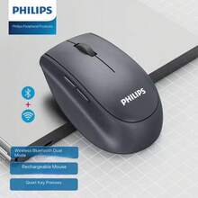 PHILIPS 飞利浦 SPK7627 无线蓝牙双模 1600DPI 六键静音光学鼠标 灰色 - 白色 - 查看 4