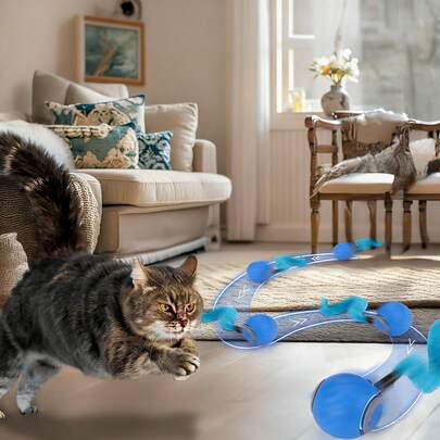 1个宠物互动重力滚球玩具，自动电动猫玩具，智能球，适合小型猫咪玩耍，消除无聊互动猫玩具球 - 自动互动猫玩具，适合室内猫咪，2种速度，可充电，丰富猫咪生活，适合小型/中型/大型猫咪，让它们快乐玩耍