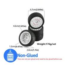 4pcs 67mm RC Remote Control Car Rally Racing Tires, Racing Tires, Professional Grip, High-Speed Stability, Suitable For 1/10, 1/12, Tamiya TT01, TT02, XV01, TA06, PTG-2, HPI WR8, HSP RC Car Upgrade Parts