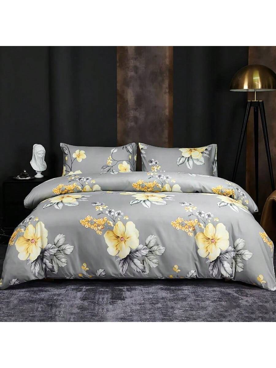 Kit de impresión de fundas nórdicas GB color gris diseño floral de alta durabilidad de 240cm*220cm