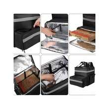 Bolsas de aislamiento térmico para llevar bolsas de aislamiento térmico de papel de aluminio cajas de entrega para llevar cajas especiales para jinetes cajas de distribución comercial de cajas de aislamiento térmico al aire libre con capacidad expandible, con cintas reflectantes y soportes de tazas, bolsas de pizza reutilizables, comida para el hogar, restauración y Picnic - Negro - Ver 6