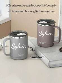 1个12盎司不锈钢真空保温旅行杯，带手柄，双层隔热咖啡杯，带滑动盖，防漏防溢，大容量，适用于家庭、学校、办公室、户外露营和野餐。 - 多色 - 查看 4