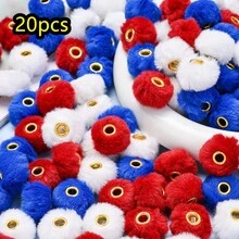 20pcs/Set Winter Christmas Style Super Soft Faux Fur Beads Big Hole Macaron Color Round Focal Beads For Pen Jewelry Making DIY Fashion Accessories Perfect For Creating Unique Bracelets Pen Decoration - Multicolor - View 20