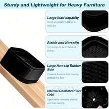 8 piezas Elevadores ajustables para muebles de 1-3 pulgadas con base de goma antideslizante, para cama, sofá, mesa, gabinete, organizadores ahorradores de espacio para dormitorio, sala de estar, oficina, resistentes y duraderos, fácil instalación, artículos esenciales para el hogar - Negro-2 - Ver 3