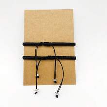 2条/套手工编织情侣手链，可调节灰色和黑色友谊手链，男女通用，情人节礼物