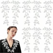 4 Pairs  Lace Forest Leaves Vine Applique Patches Leaf Sewing Embroidery Applique Bohemian Shoulder Collar Embellisent Decorative Patches Clothing Bags Accessory - White - View 9