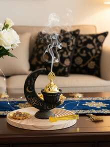 1Pc/1Set Premium Resin Incense Burner, Arabic Style Bakhoor Burner,For Home Decoration, Office Decoration,Wedding Decorations,Living Room Accessories, Decor Ornament Incense Burner, Home Decor, Room Decor, Party And Holiday Decor Ornament Star,Moon,Lantern - Multicolor - View 14