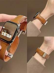 Chic Apple-Inspired Magnetic Leather Watch Band With Freely Adjustable Sizing | Sleek Design, Compatible With Apple Watch Ultra/SE/Series 11/10/9/8/7/6/5/4/3/2/1 | Fits 38mm 40mm 41mm 42mm 44mm 45mm 46mm 49mm - 38/40/41mm (s10) 42mm - View 2