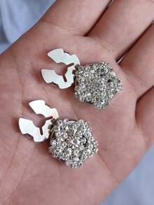 1pc/2pcs Elegant Geometric Pattern Button Set, Shirt Button Set, Clip Button Set, Fashionable Crystal Cufflink Set, Suitable For Tuxedo And Wedding Dress Decoration - Flowers - View 4