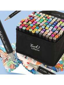 48/60/80/120/168pcs Christmas Handmade Dual-Tip Colored Art Markers Set, Quick-Dry Waterproof Permanent Markers Suitable For Glass, Wood, Metal And More, Great For Artists, Adult Coloring, Sketching, Illustration, Card Making, Christmas & New Year Gifts, Refillable - Multicolor - View 8