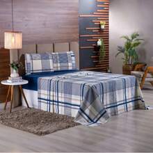 4-Piece Sheet Set, 100% Cotton Percale, Single, Double, Queen, King Sizes - 海軍象棋 - 查看 3