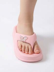 Comfortable Girls' Slippers For Outdoor Travel And Leisure, Girls' Slippers For Indoor And Outdoor Use, Family Slippers, Thick Soles, Versatile, Fashionable, Simple, Toe-Exposed, Lightweight, Beach Sandals, Girls' Sandals For Spring And Summer, General Children's Slippers (It Is Recommended To Order One Size Larger) - 粉色 - 查看 5