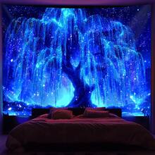 1 Piece Large Fluorescent Night Light Tree Canvas Wall Hanging  Bright Starry Design, Polyester Fabric, No Electricity Required, Bedroom, Office, Living Room And Party Decoration, Bedroom Wall Decoration| Starry Design| Polyester Fabric, Tree Decoration Outdoor, Luminous Starry Background, Fluorescent Wall Hanging, Ceiling Hanging, Wall Stars, Wall Design, Fluorescent Tapestry, Fluorescent Stars, Photo Tapestry - Nhiều màu - Xem 1