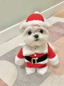 PETSIN 1 套寵物聖誕服裝,包括聖誕老人衣服、帽子和冬季狗和貓站立兩英尺衣服