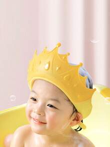 Baby Crown Shower Cap, Prevents Water From Getting In Eyes And Ears, Washing Hair Tool, Children's Bath And Shower Cap, Plastic + TPE, Elastic Shower Cap
