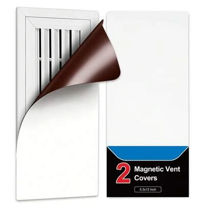Vent Cover 2 Packs, Strong Magnetic Vent Covers 5.3x12 Inch, White Vent Covers For Home Floor, Wall, Ceiling Register, Iron Register, RV And HVAC
