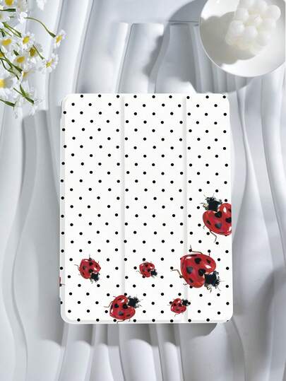 Polka Dots And Ladybugs Pattern Tablet Case, Compatible With IPad 9.7/10.2/10.5/10.9/12.9/Pro 11, 10th Generation, Compatible With Samsung Galaxy Tab S6 Lite 10.4-Inch, Compatible With Kindle Paperwhite 12th Gen 2024, Kindle (11th Generation) 2022 Version, Kobo Clara Color, Soft And Drop Resistant, Smart Stand/Auto Wake/Sleep