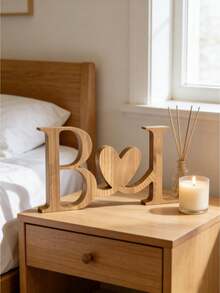 1pc Custom Heart Initial Wood Sign - Personalized With Your Initials, Ideal For Home Decor, Great For Bedroom, Living Room, Or Anniversary Gifts - Multicolor - View 3