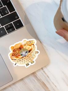 100PCS Cute Cat Food Art Style: Adorable Feline Faces On Sweets And Fruits Self-Adhesive Paper Stickers For Party Invites, Gifts, Scrapbooking, Journaling, Laptop, Bumper, Skateboard, Water Bottl - 彩色 - 查看 5