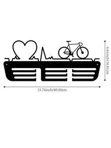 1pc Outdoor Sports Mountain Bike Racing Medal Display Rack, Metal Wall Decor Storage Rack, Athlete Gift - Black - View 9