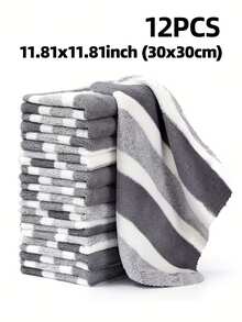 Bộ 12 khăn mặt bằng vải lông san hô mềm mại, kích thước 30x30cm, nhanh khô và thấm hút cao | Khăn đa năng dùng để lau mặt, lau tay, lau bếp và phòng tắm. - Nhiều màu - Xem 13