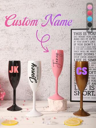 Personalized Shatterproof Champagne Glasses,Personalized Bridal Party Wine Glasses,Acrylic Shatterproof Material,Customizable Name And Title,Suitable For Christmas,Weddings, Wedding Decorations, Parties And For Bridesmaid Gift,Christmas Gifts
