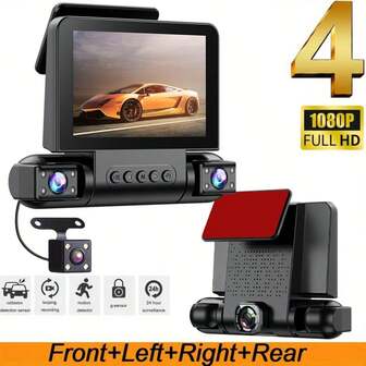 1080P 3-Lens Dash Cam - Infrared Night Vision, 170° Wide Angle & Built-In Audio, Loop Recording, G-Sensor - 24-Hour Parking Mode Vehicle Safety Camera, Suitable For New Car, Holiday Gift, 's Day, Back To School, Dash Cam, Road Trip Camera, Streamlined Design, Discreet Recording, Sturdy Installation, For Car Owners And Fleet Managers